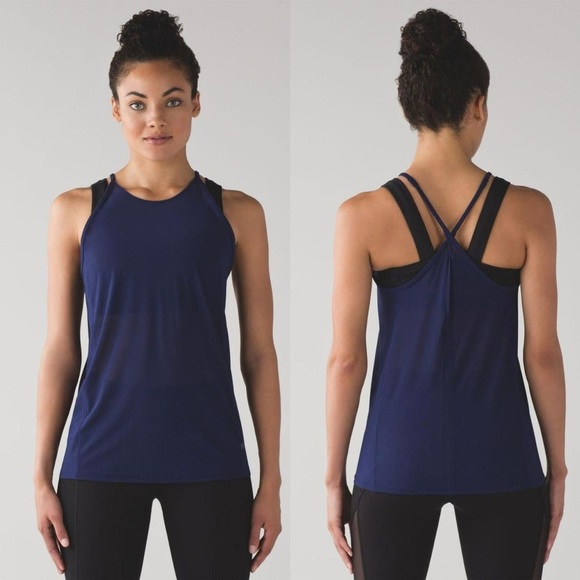 Lululemon Featherlight Singlet Mesh Stretch high neck Tank Hero Blue Size 6 - Picture 1 of 6